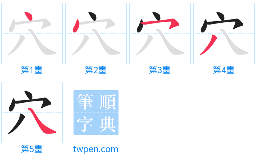 “「穴」的筆畫”