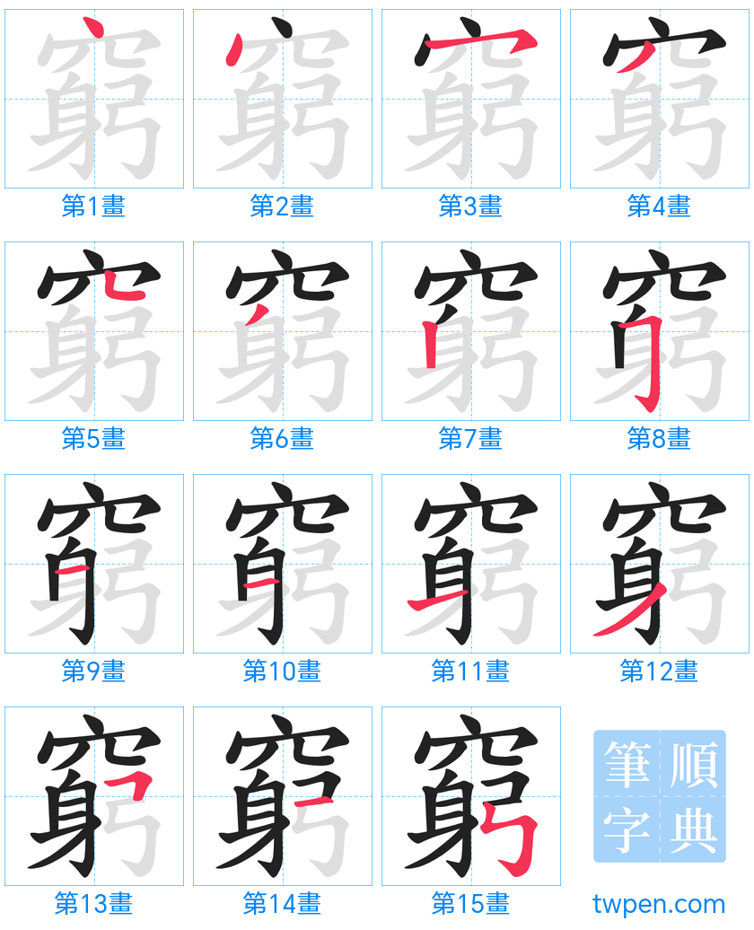 “「窮」的筆畫”