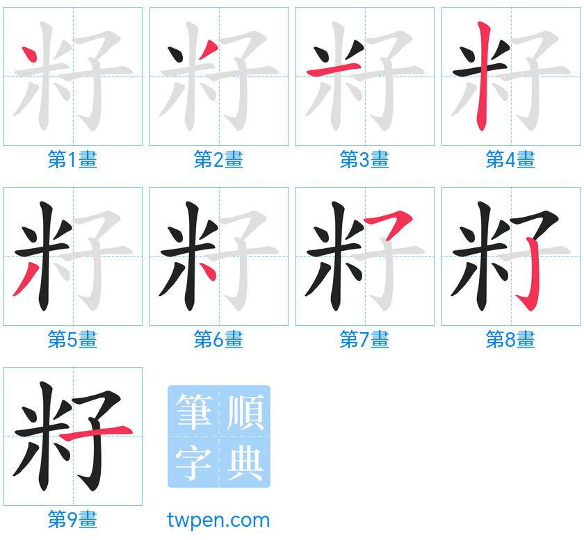 “「籽」的筆畫”