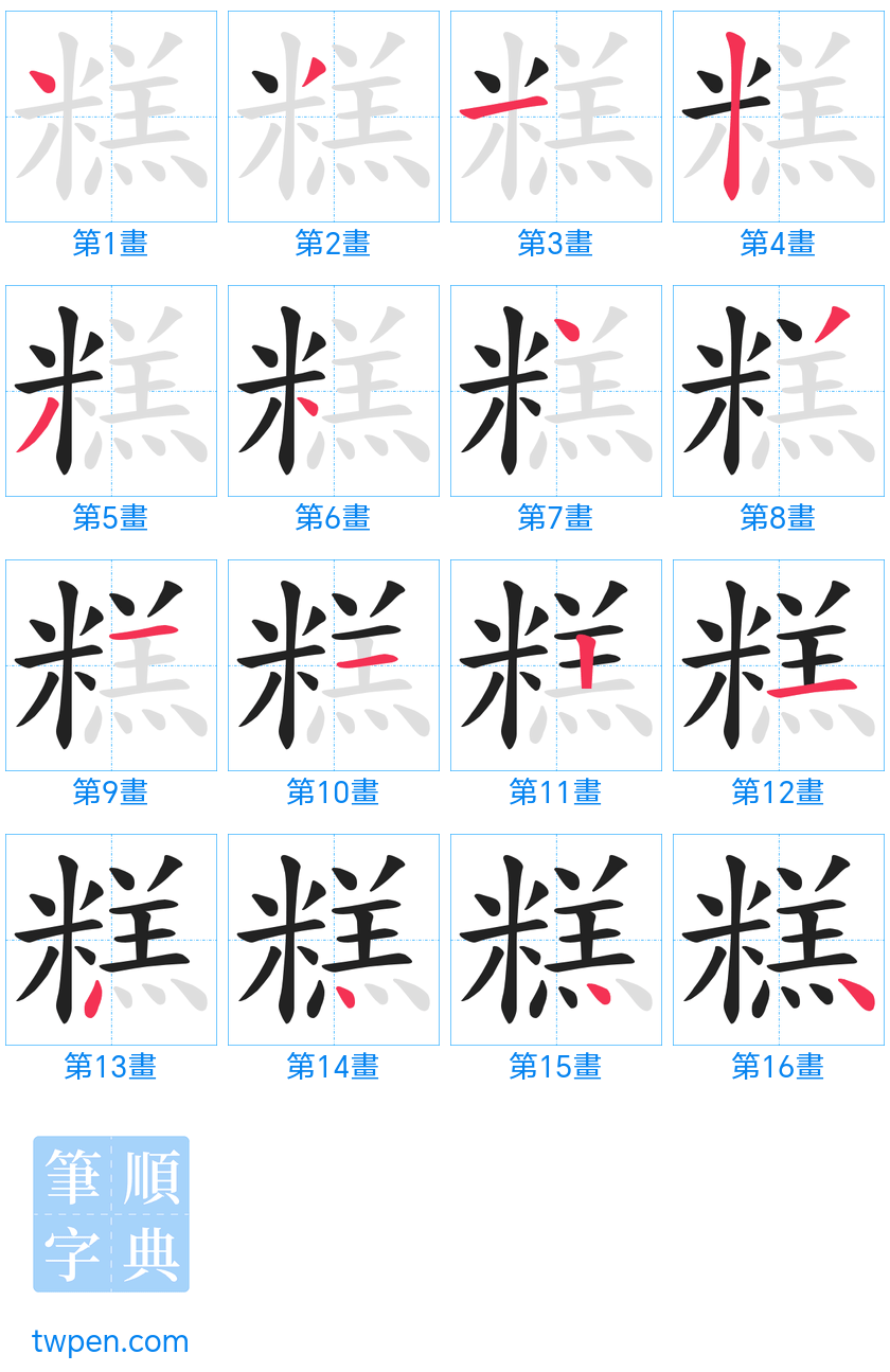 “「糕」的筆畫”