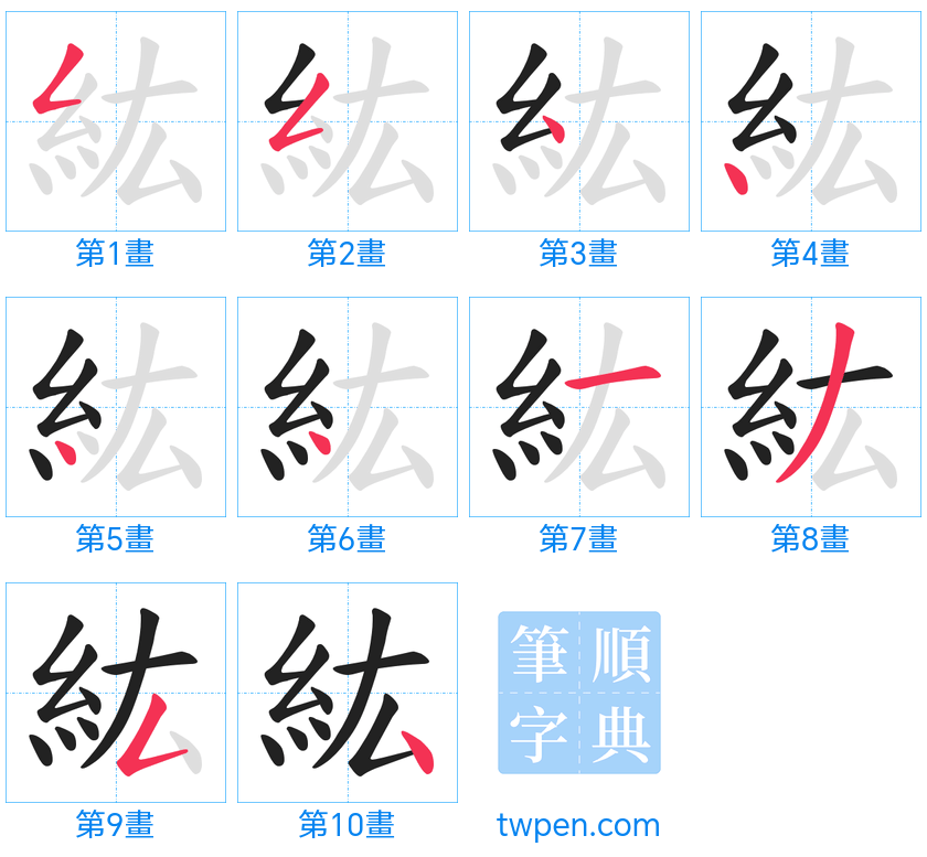 “「紘」的筆畫”