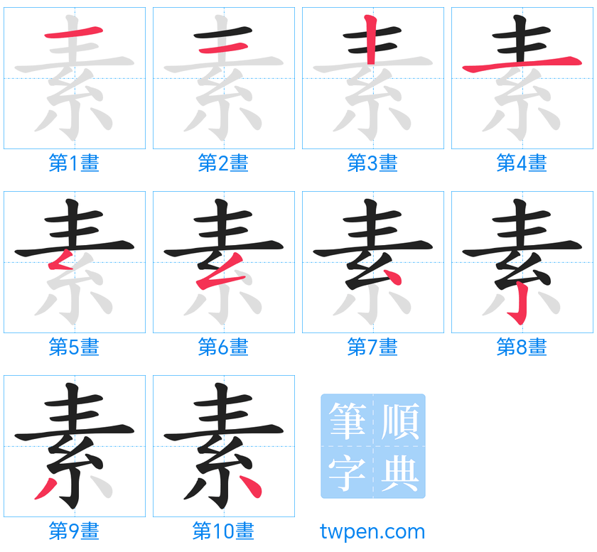 “「素」的筆畫”