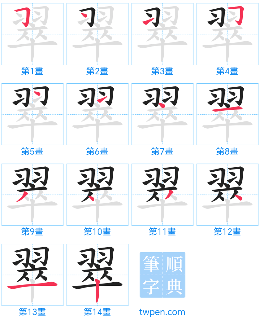 “「翠」的筆畫”