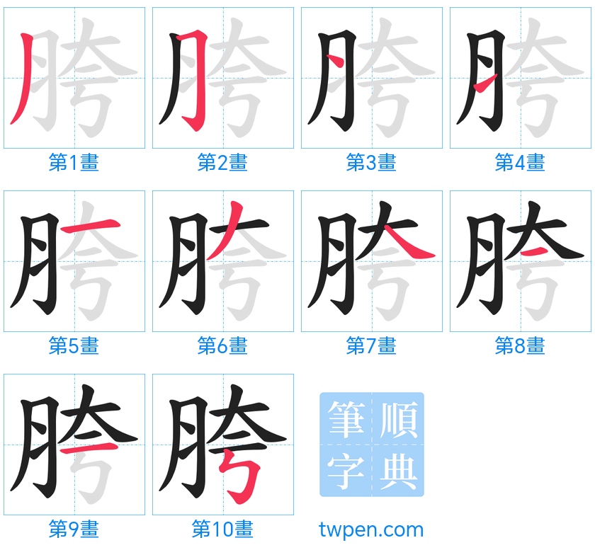 “「胯」的筆畫”