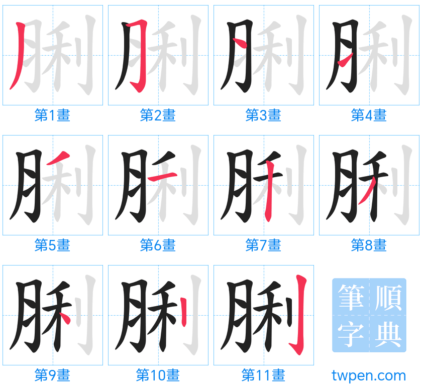 “「脷」的筆畫”