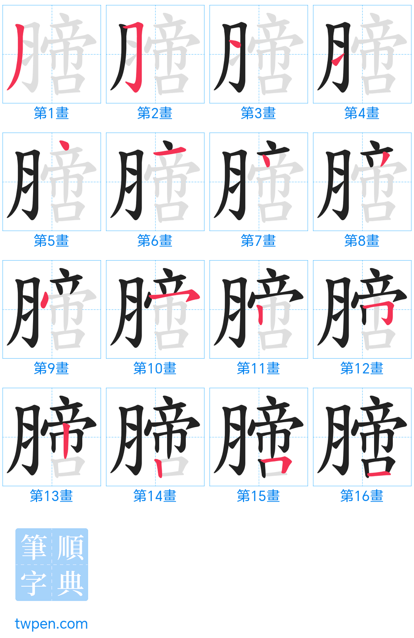 “「膪」的筆畫”