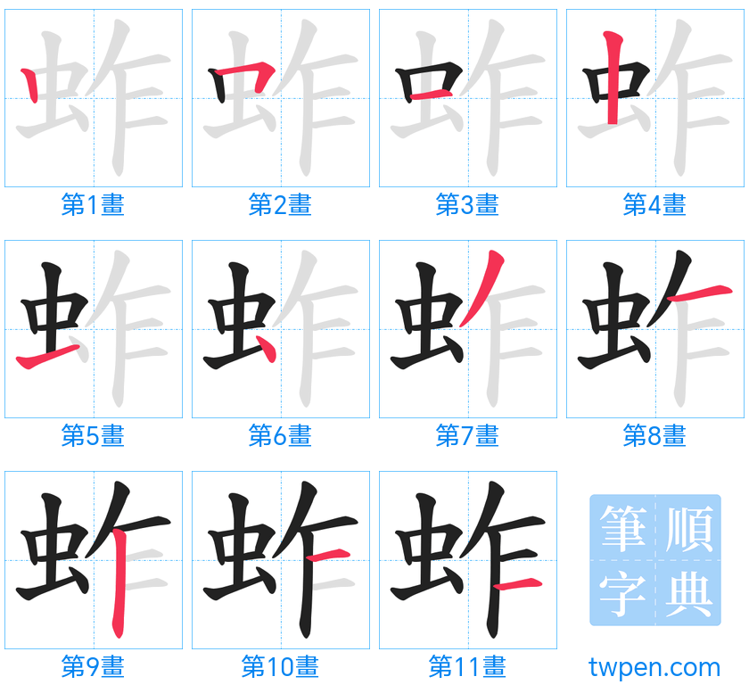 “「蚱」的筆畫”