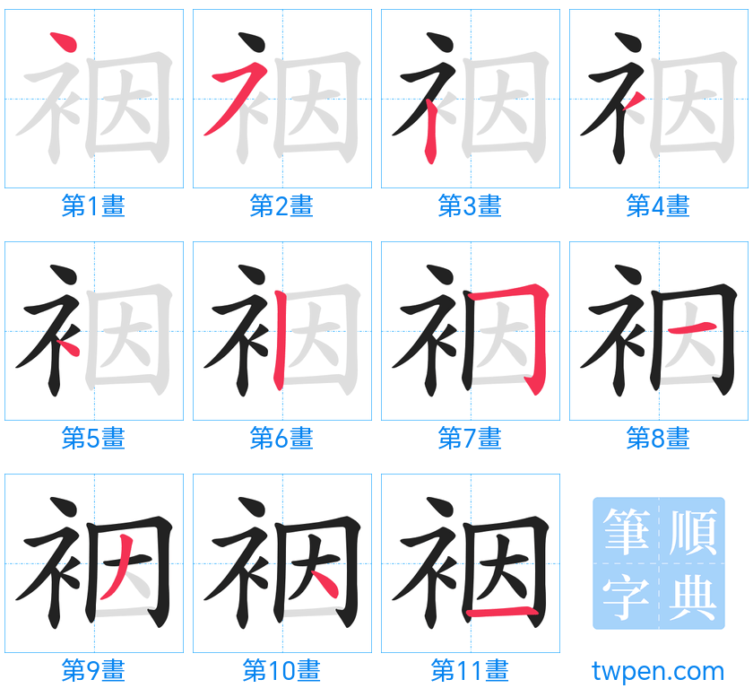 “「裀」的筆畫”