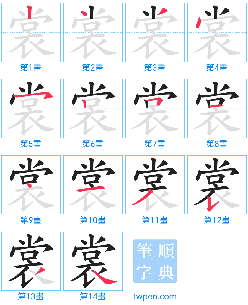 “「裳」的筆畫”