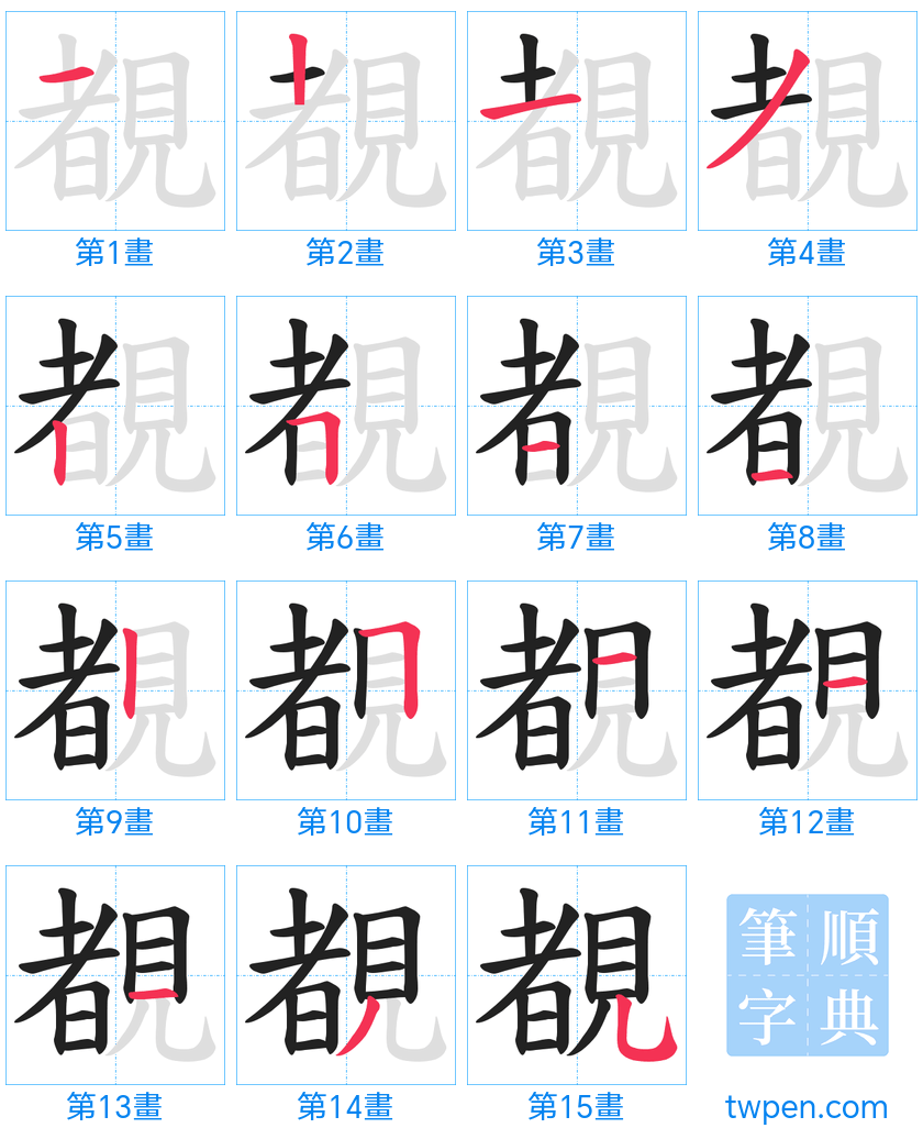 “「覩」的筆畫”