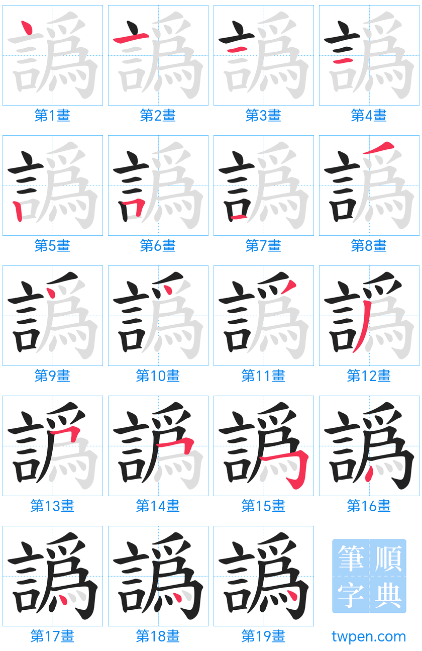 “「譌」的筆畫”