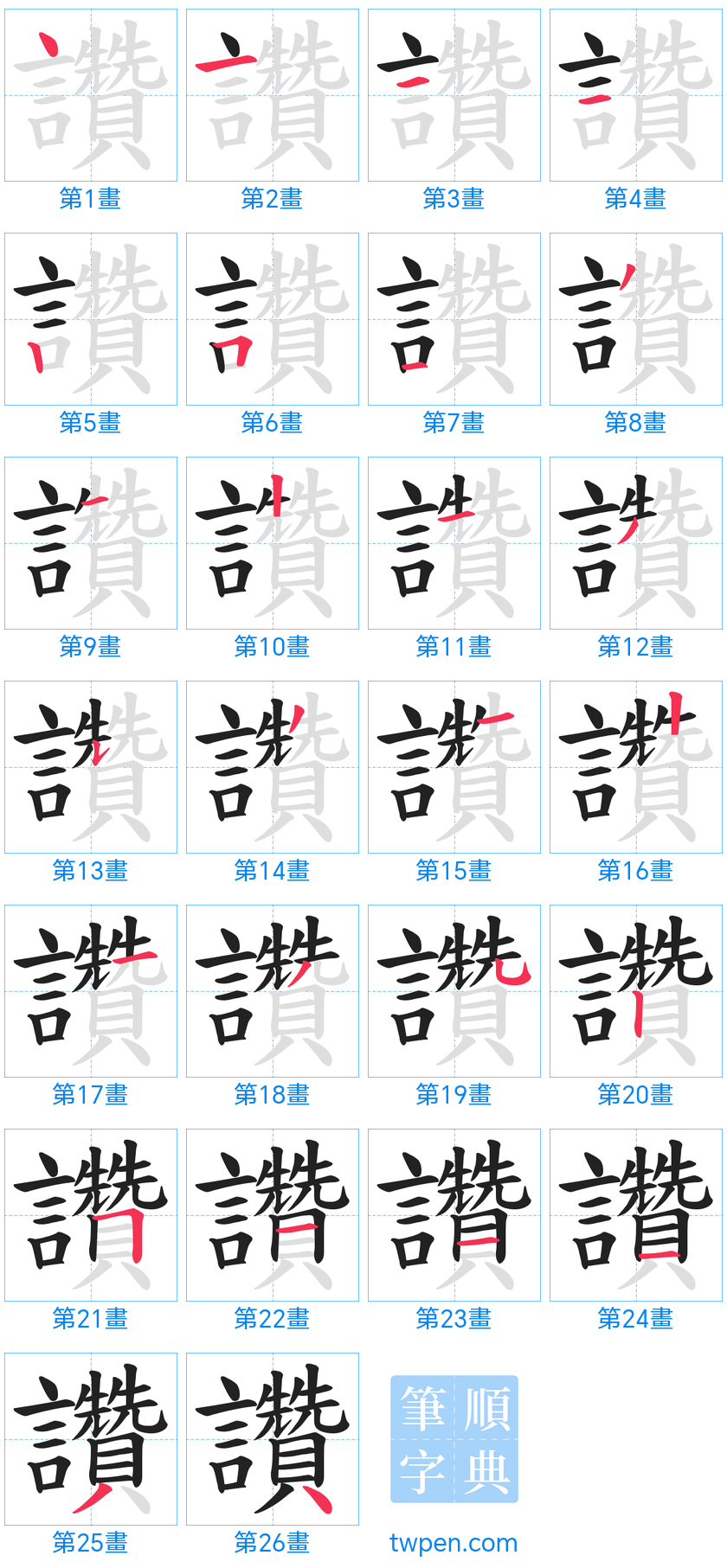 “「讚」的筆畫”