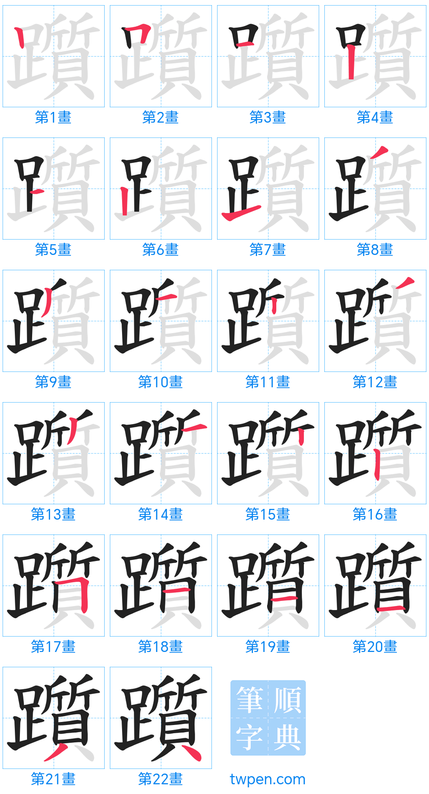“「躓」的筆畫”