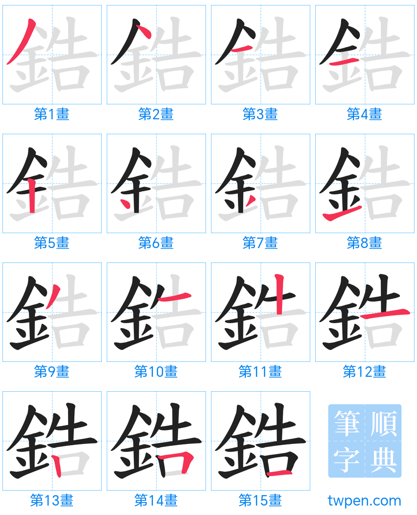 “「鋯」的筆畫”