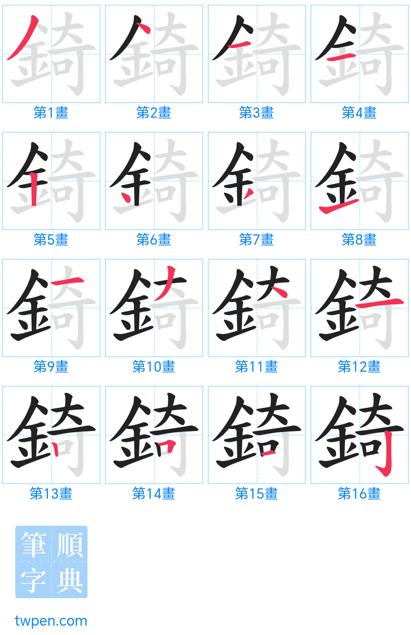 “「錡」的筆畫”