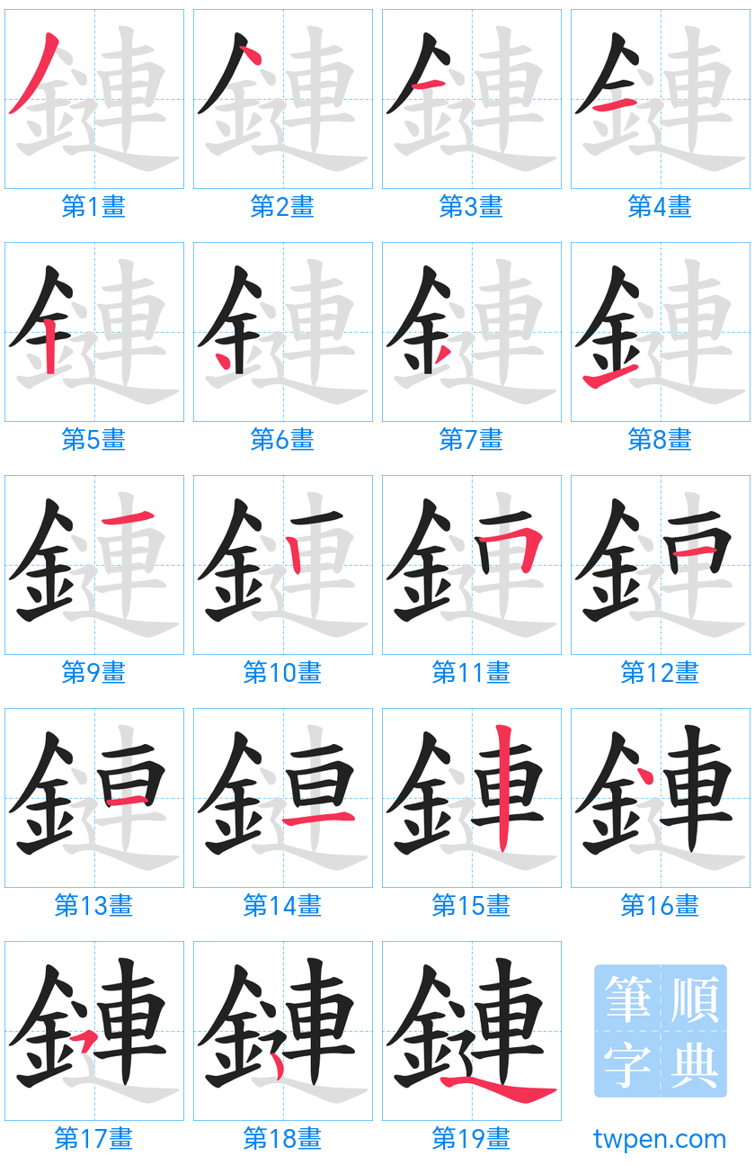 “「鏈」的筆畫”