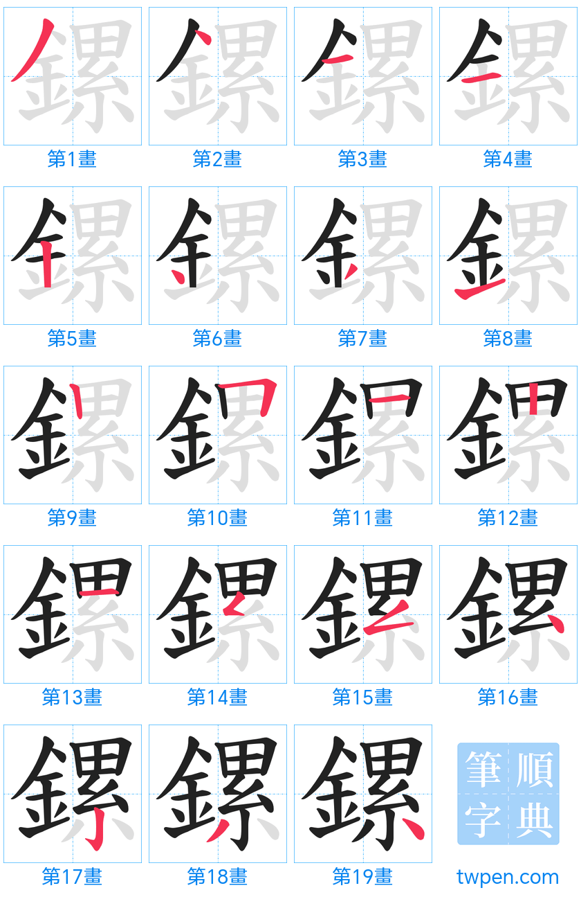 “「鏍」的筆畫”