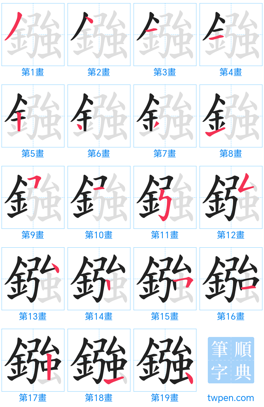 “「鏹」的筆畫”