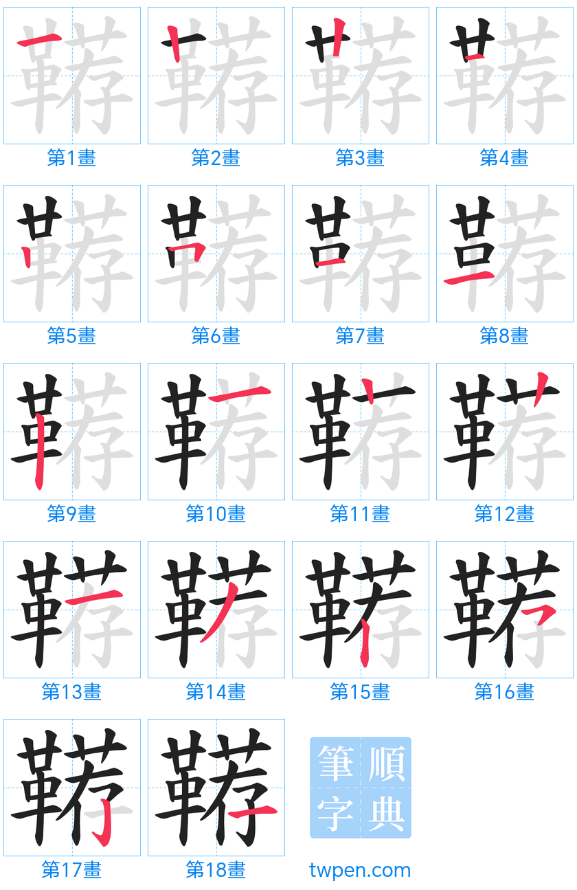 “「鞯」的筆畫”