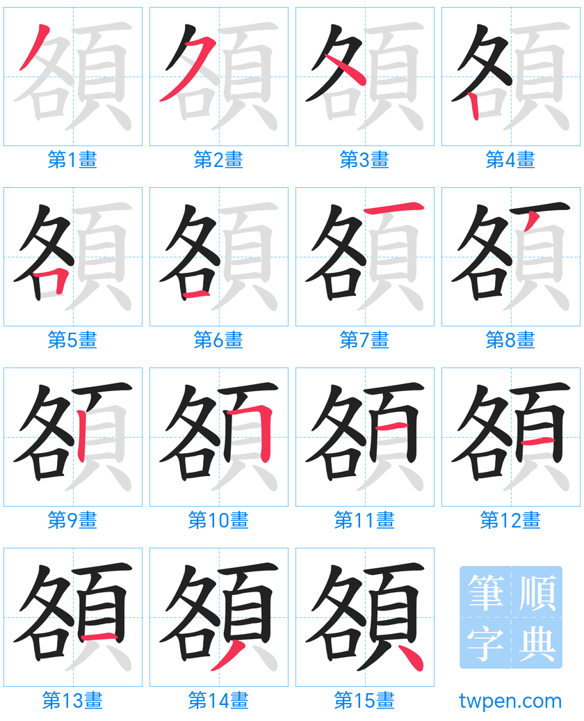 “「頟」的筆畫”
