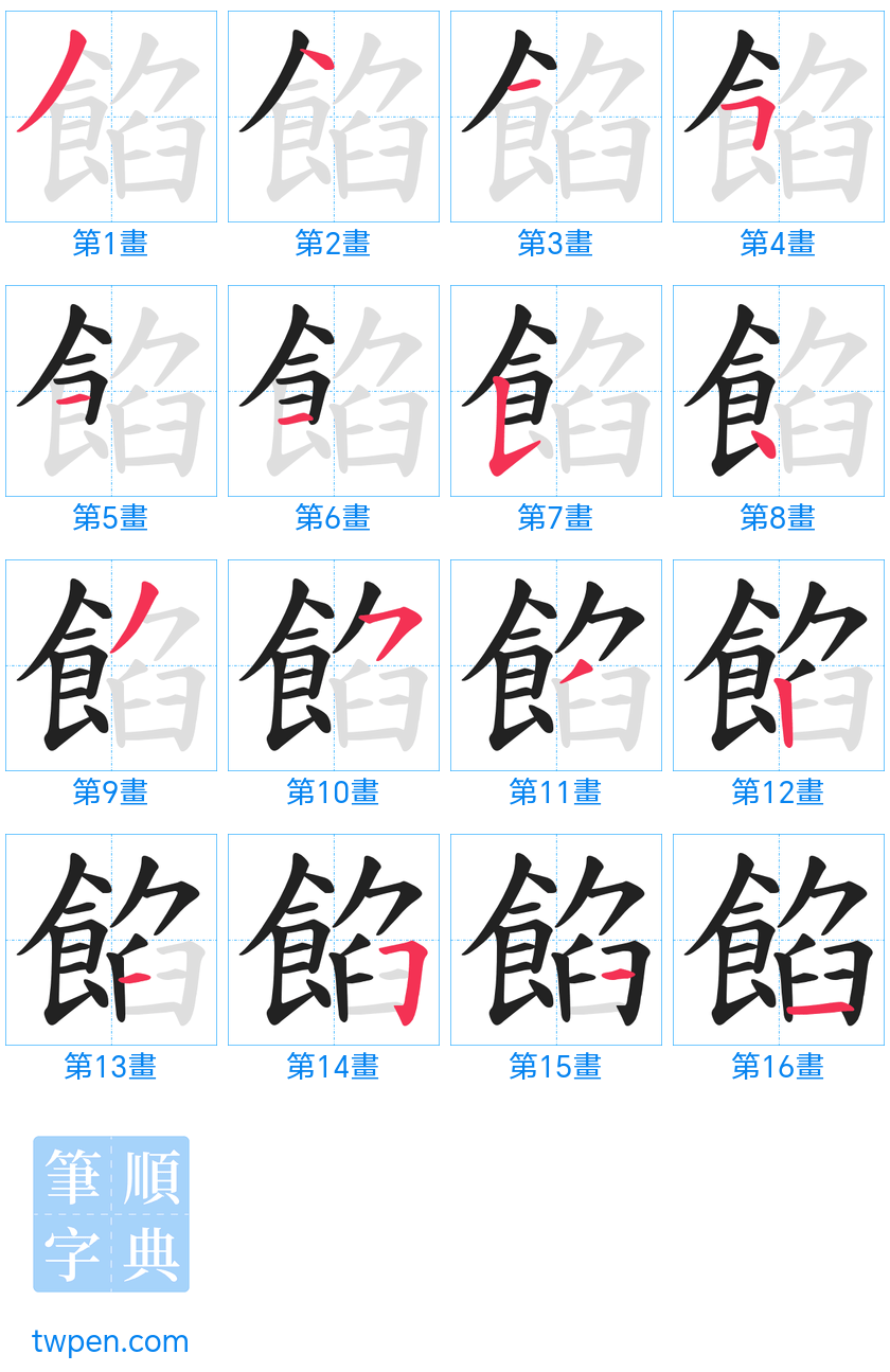 “「餡」的筆畫”