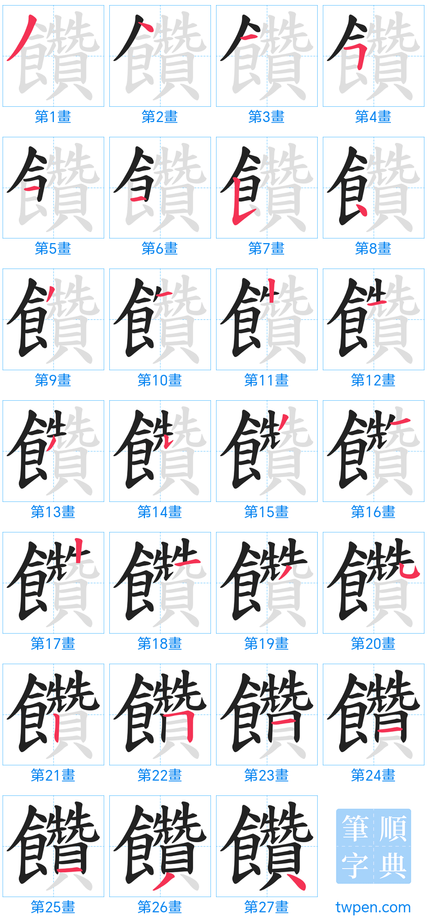 “「饡」的筆畫”