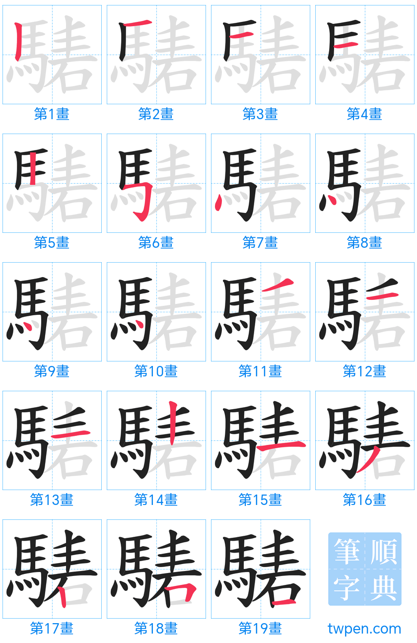 “「騞」的筆畫”