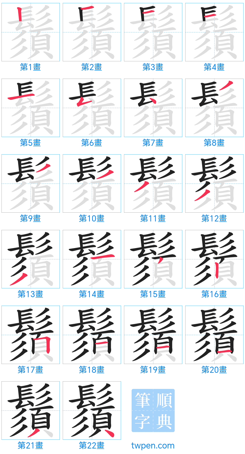 “「鬚」的筆畫”
