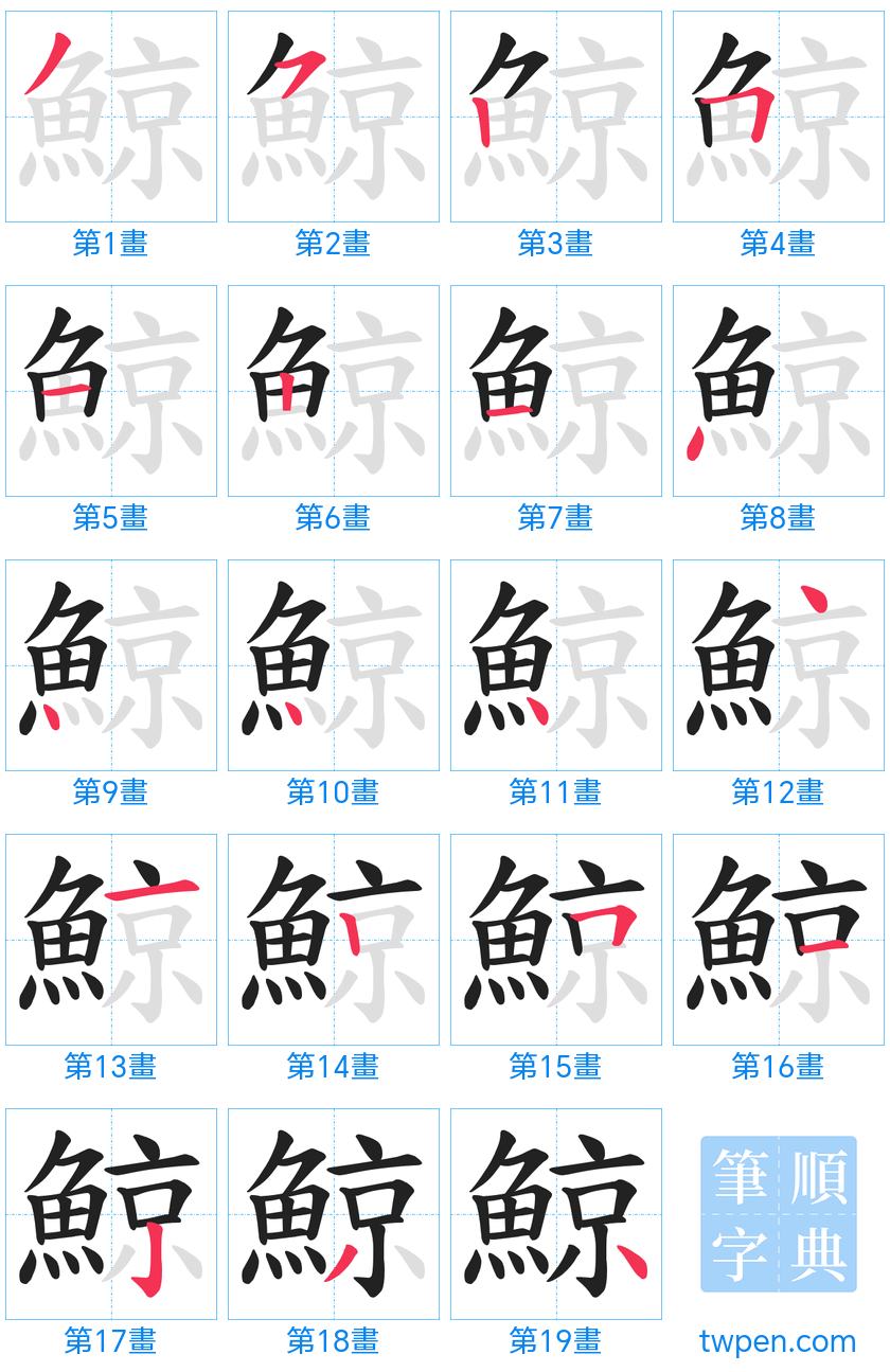 “「鯨」的筆畫”