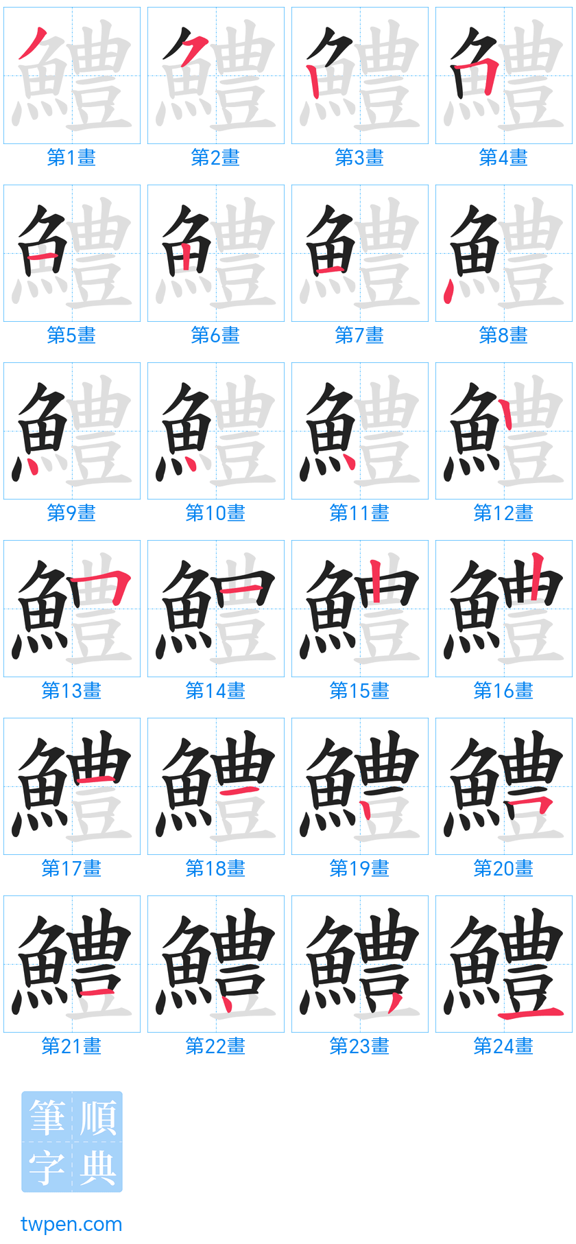 “「鱧」的筆畫”