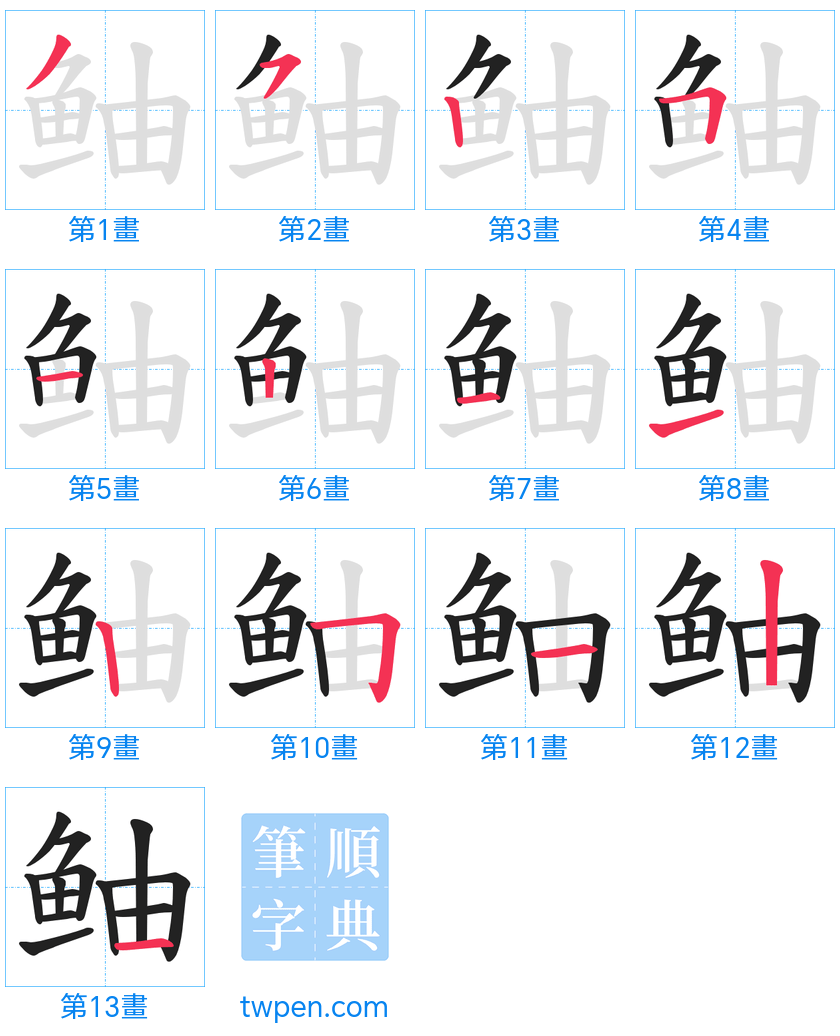“「鲉」的筆畫”