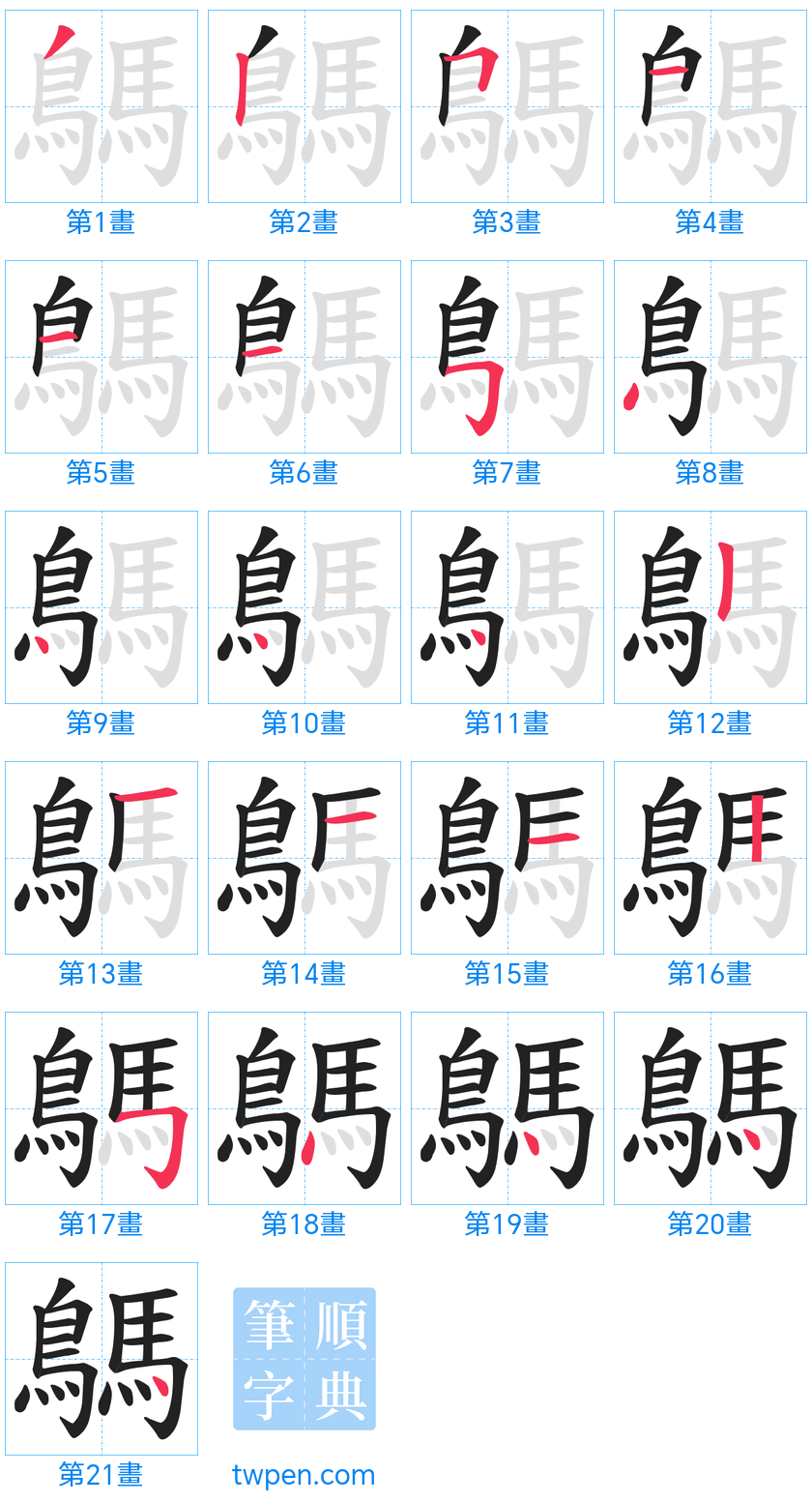 “「鷌」的筆畫”