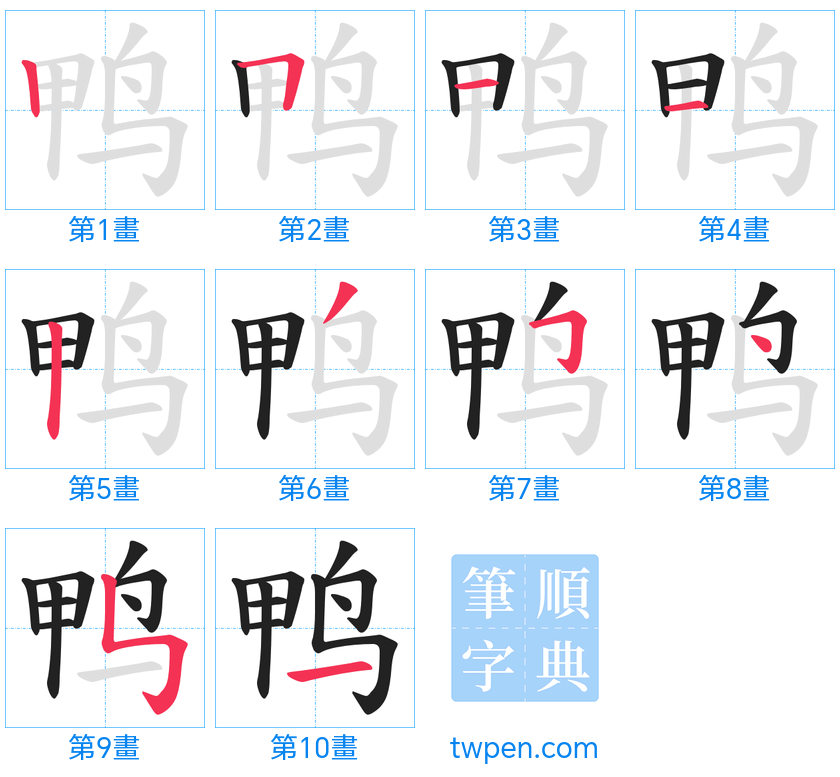 “「鸭」的筆畫”