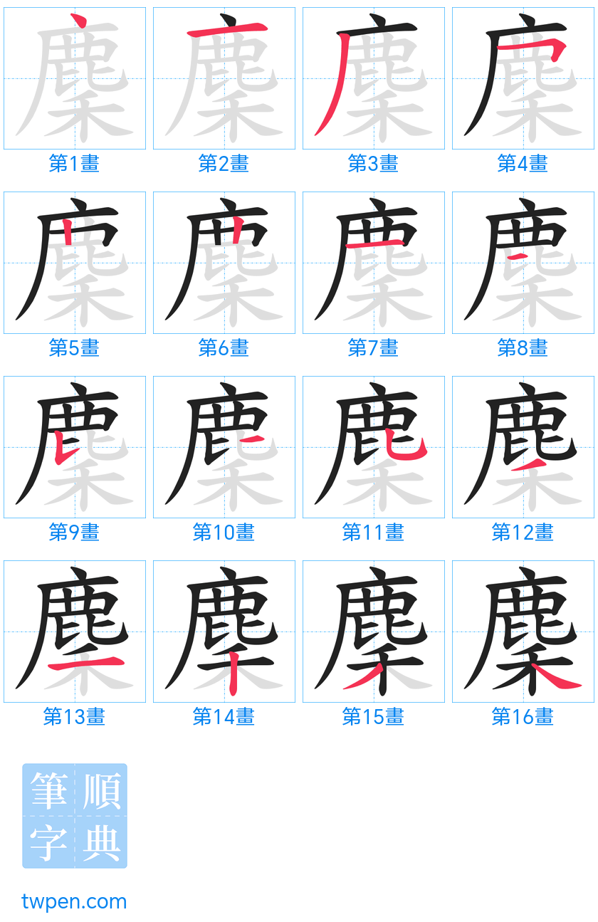 “「麇」的筆畫”
